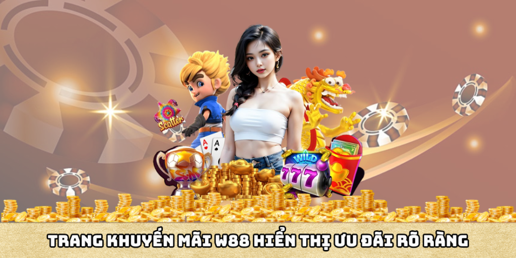 Trang khuyến mãi W88 hiển thị ưu đãi rõ ràng